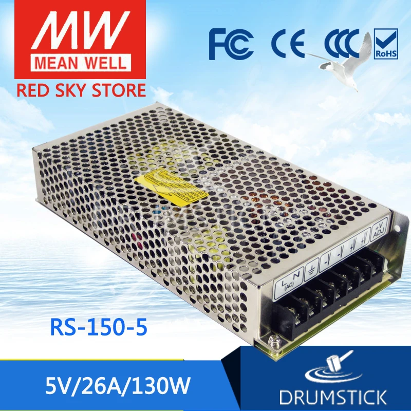

Steady MEAN WELL RS-150-5 5V 26A meanwell RS-150 5V 130W Single Output Switching Power Supply