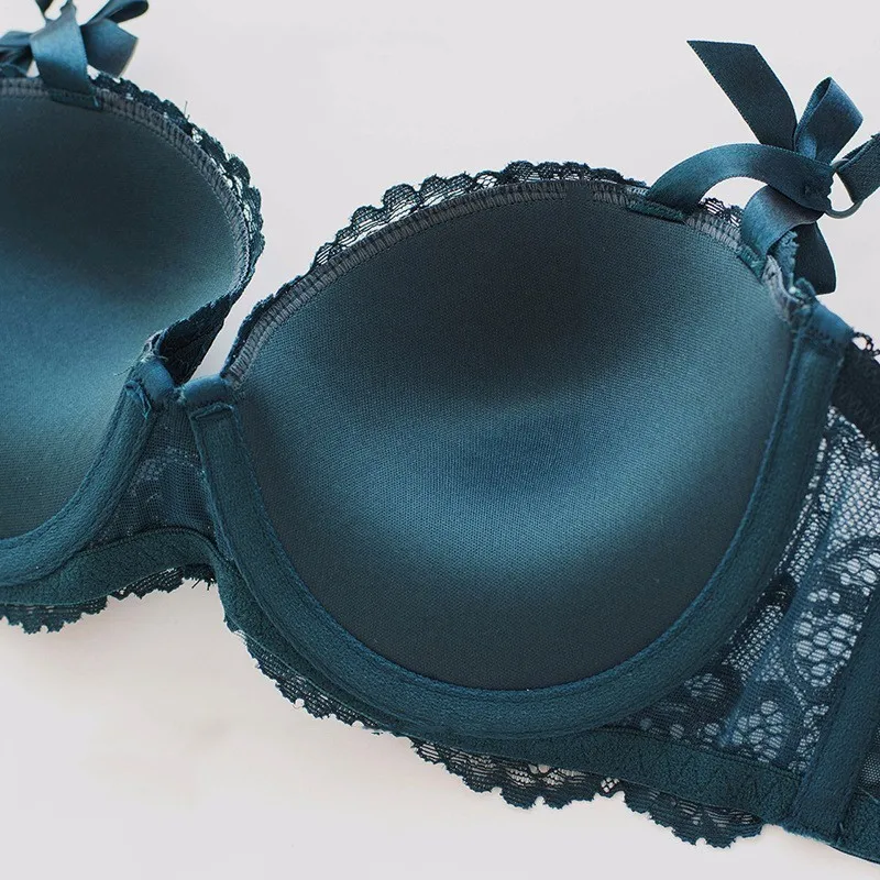 Wasteheart Women Fashion Gray Bow Straps Bralette Underwire Cotton Panties Push Up Bra Set Sexy Lingerie Underwear Plus Size|set underwear|bra