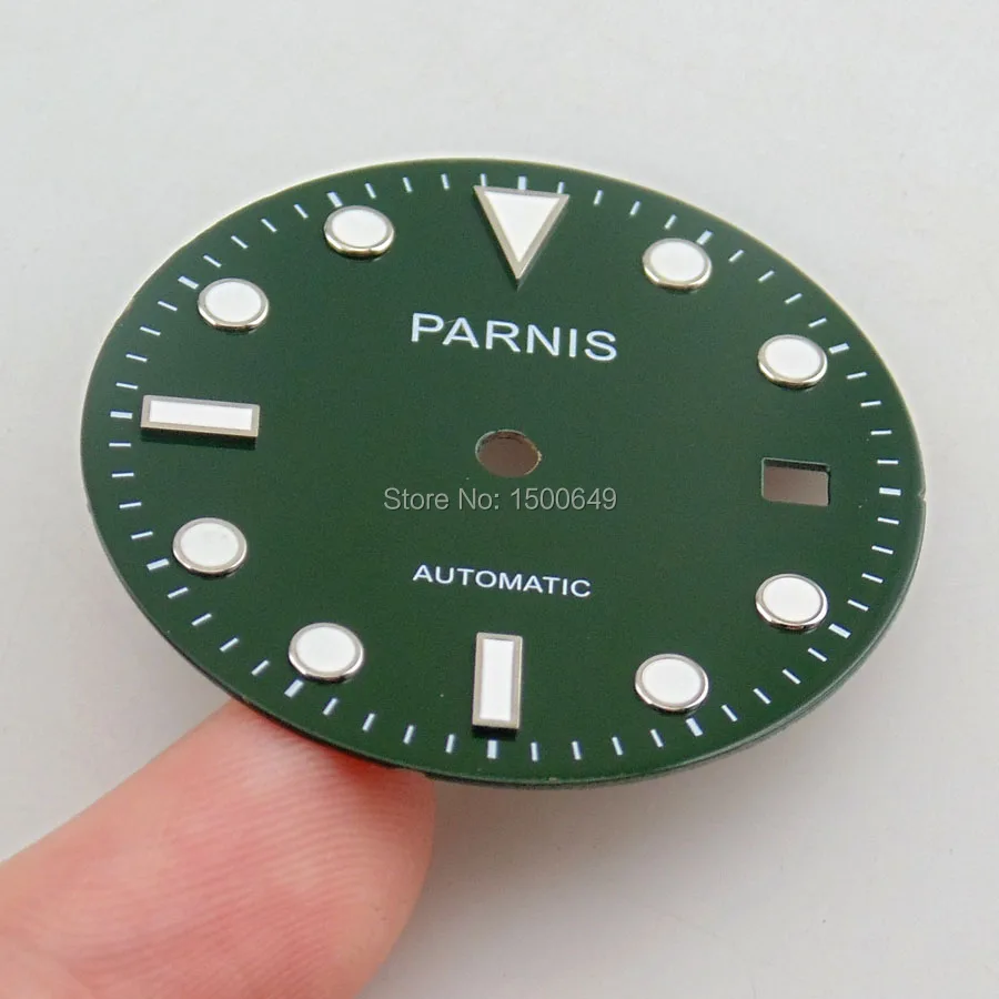 Часы Parnis 29 5 мм зеленый/черный циферблат с датой для Mingzhu DG2813 DG3804 MIYOTA 82 Series