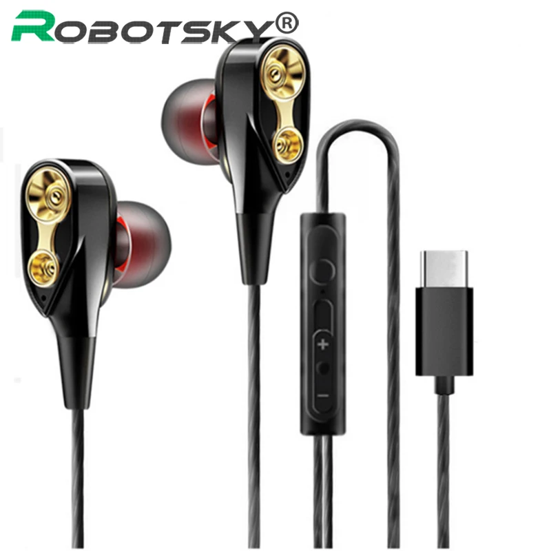 Тип C наушники динамический Drive HiFi USB вкладыши Бас Металл Спорт игровая гарнитура