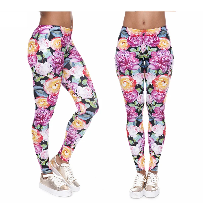 Multicolor Flower Push Up Sexy Leggings Women Black High Waist Leggings For Women Summer Pink Womens Fitness Leggings Pants