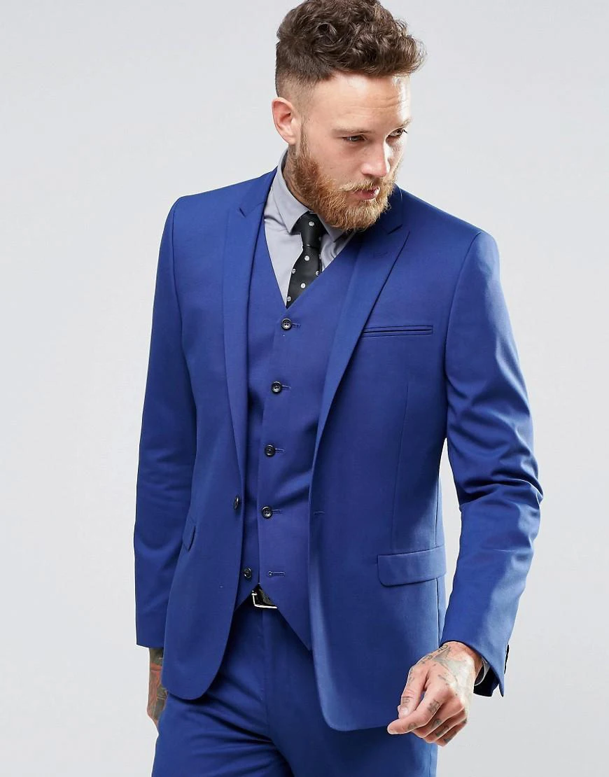 Свадебный костюм из 3 предметов yiwumensa Trajes Para Hombre Королевского синего цвета для
