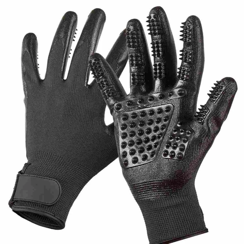 Black 1 пара домашних животных уход перчатки собака кошка конский волос Чистящая щетка гребень Резина пять пальцев Deshedding Pet перчатка для собаки кошка лошадь - Цвет: Black