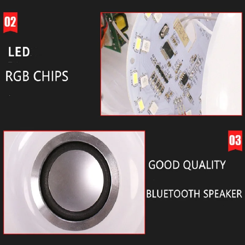 Светодиодная музыкальная лампа с Bluetooth динамиком E27 RGB Изменение Цвета Умный светодиодный 12 Вт беспроводной динамик s с пультом дистанционного управления