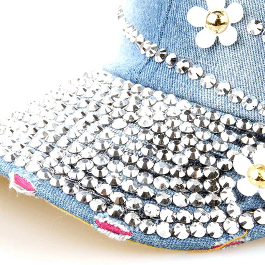 2018 женские регулируемые кепки с маленькими цветами 4 шт. повседневные джинсовые 3