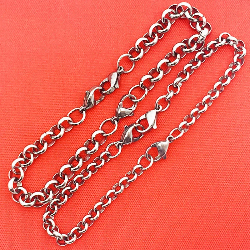 Rolo Chain браслет с застежкой Лобстер мужские и женские браслеты из нержавеющей