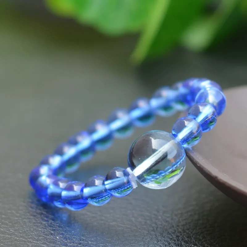 Женский браслет с большими бусинами голубые браслеты из бисера диаметром 10 мм