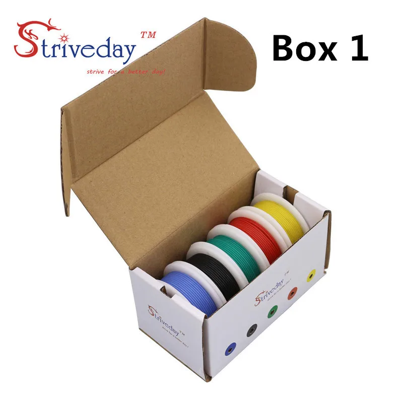 24awg 30 м/коробка гибкий силиконовый кабель провод из луженой меди 5 цветов