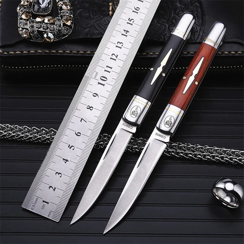 

2021 New Outdoor Tactical Wood Handle Folding Fruit Knife Self-defense Wilderness Survival Small Fixed Hunting Knives EDC Tools