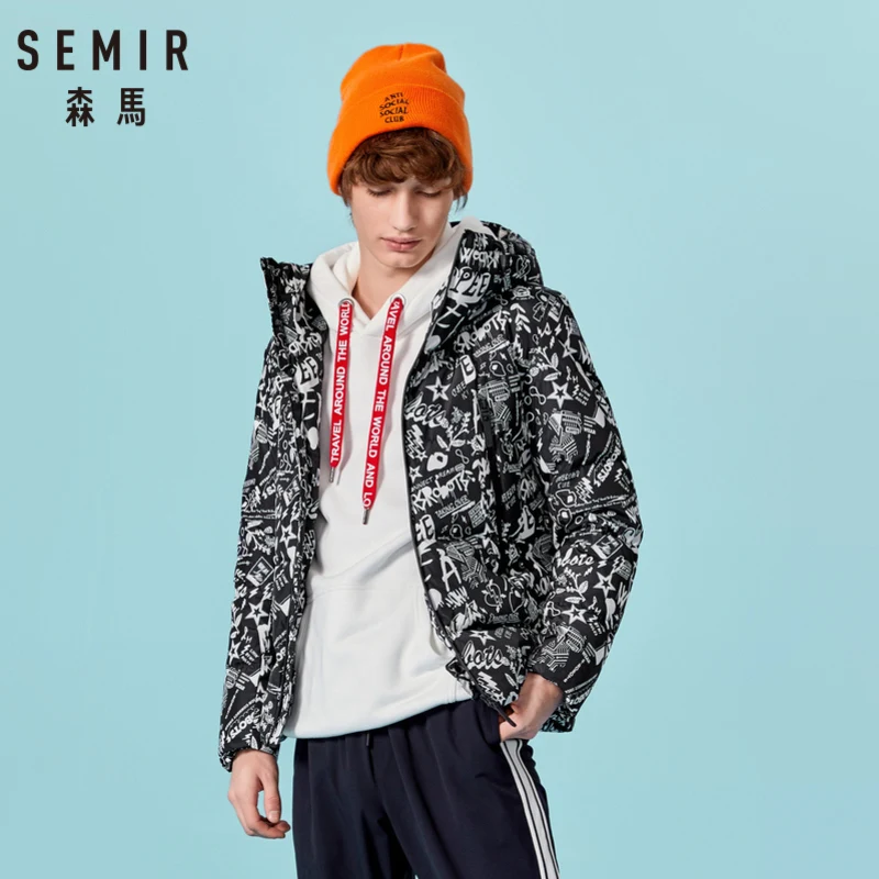 Мужская легкая пуховая куртка SEMIR с капюшоном на флисовой подкладке пуховик