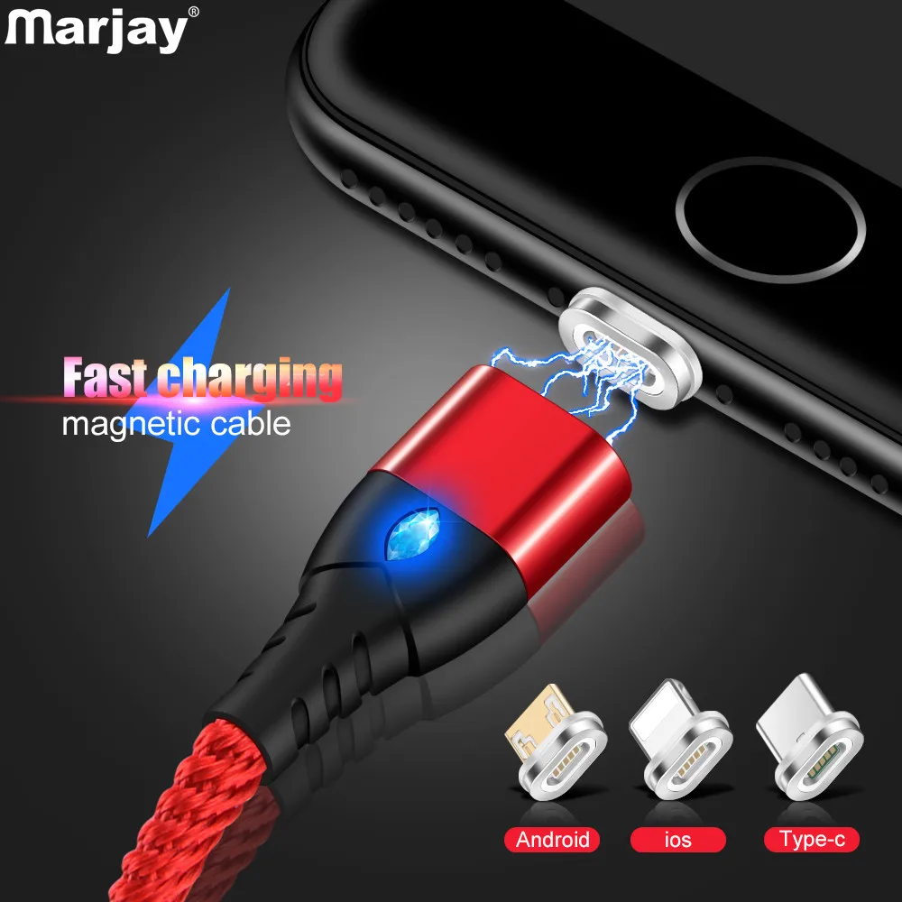 Магнитный кабель для быстрой зарядки Marjay Micro USB Type C iPhone X Samsung 3 А 1 м 2 м|Кабели