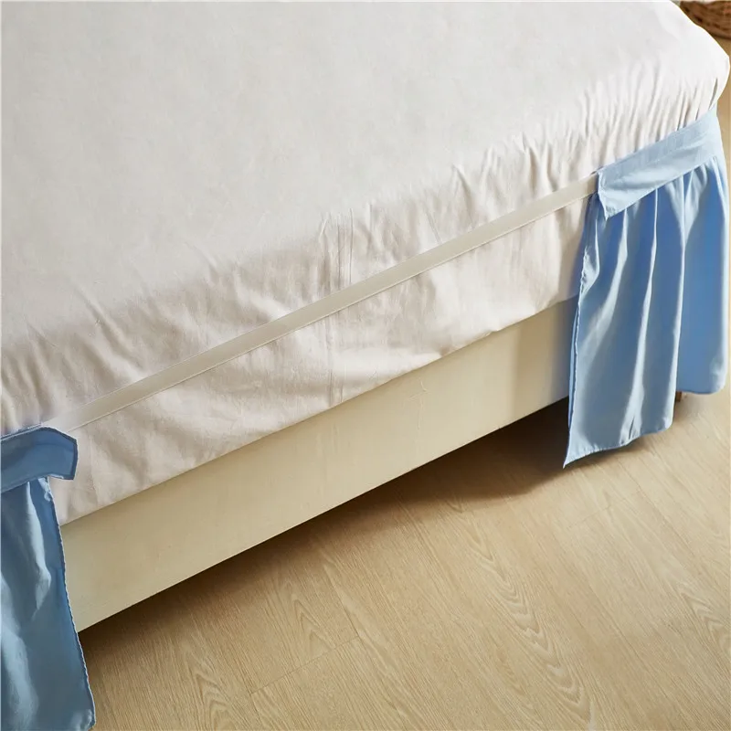 Светло голубой сплошной цвет и т. Д. Эластичная кровать обернуть рюшами юбка США