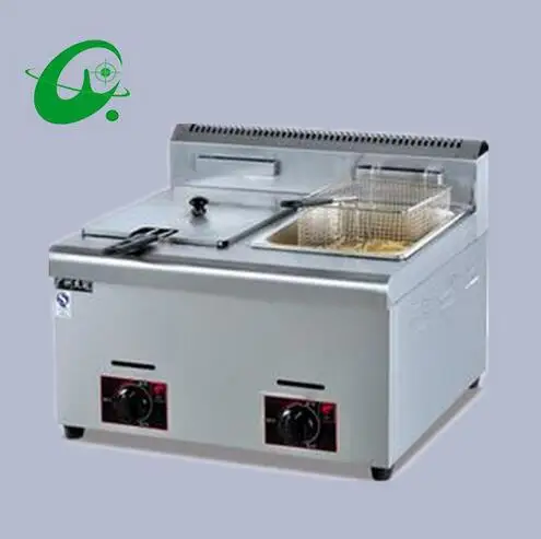 

Counter Top Gas deep fat fryer 6L/tank 2 tanks 3 baskets gas chicken fryer