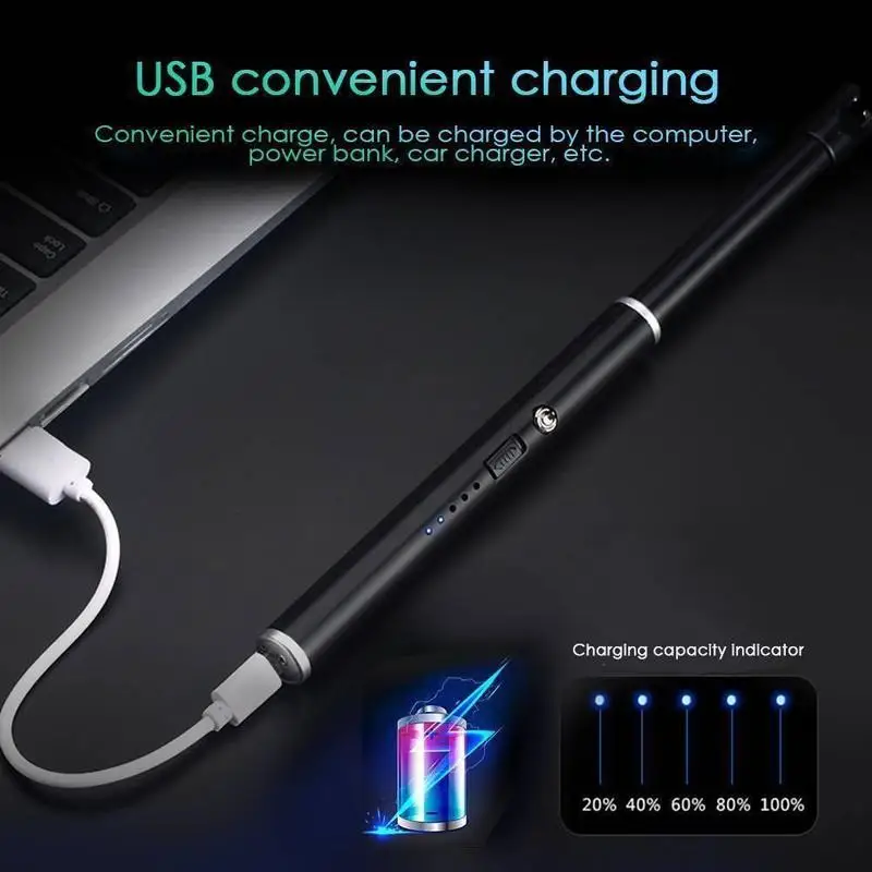 USB перезаряжаемые дуговые зажигалки ветрозащитный Электрический металлический