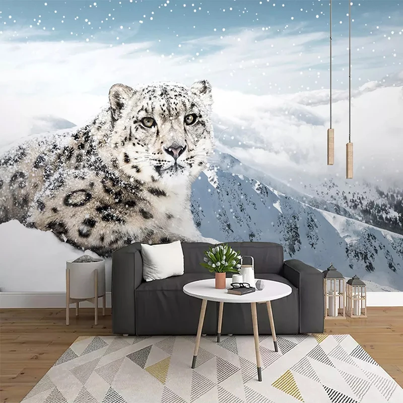 Custom 3D Photo Poster Wallpaper Murals Animal Leopard Snow Mountain Living Room Sofa Bedroom Background Wall Mural Home Decor