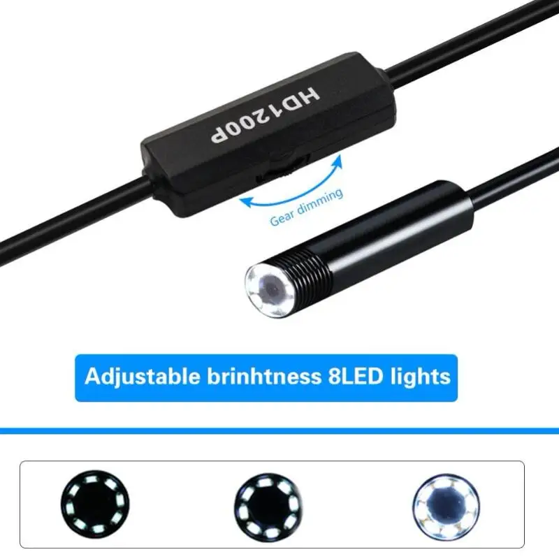 Wifi эндоскоп камера HD 1200P 1-10 м мини Водонепроницаемый Жесткий провод беспроводной 8 мм 8 светодиодный бороскоп камера для Android ПК IOS эндоскоп