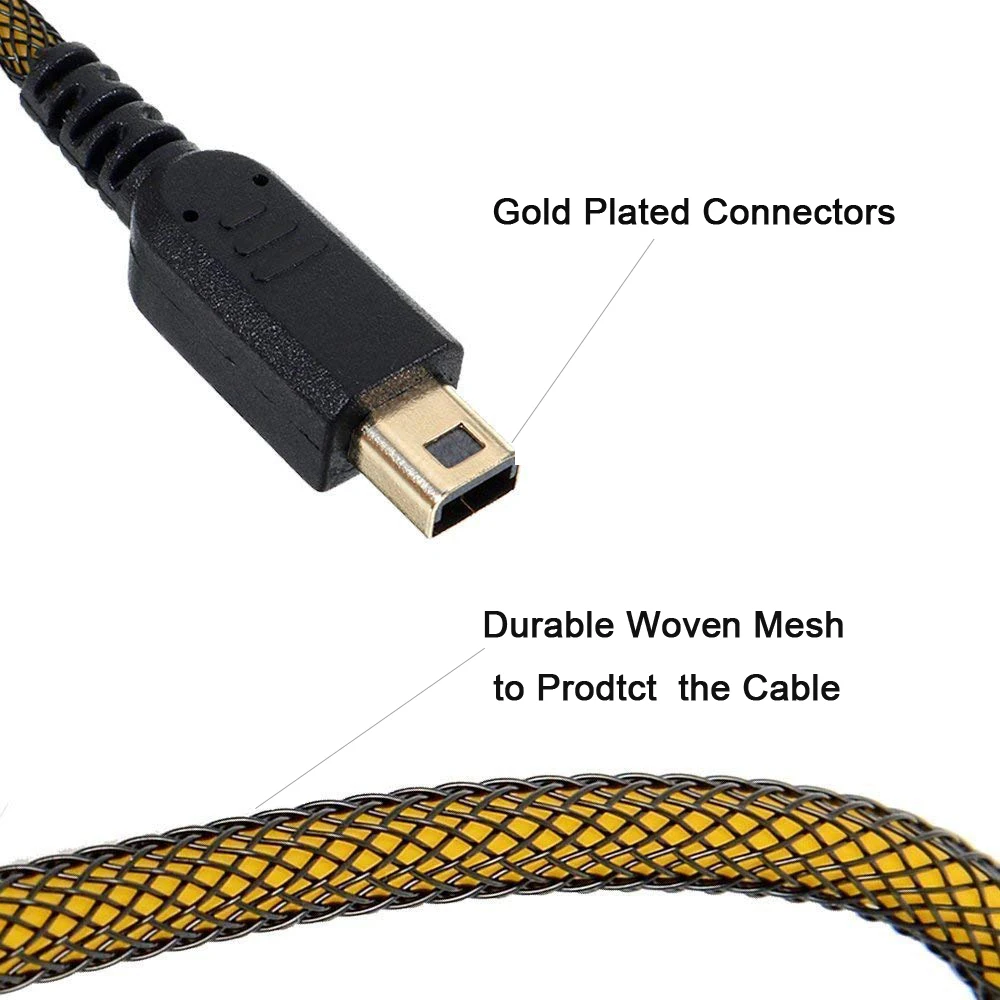 24K ментальный USB кабель для зарядки и передачи данных для kingd New 3DS XL/3DS/DSi XL/2DS кабель для зарядки с позолоченным покрытием
