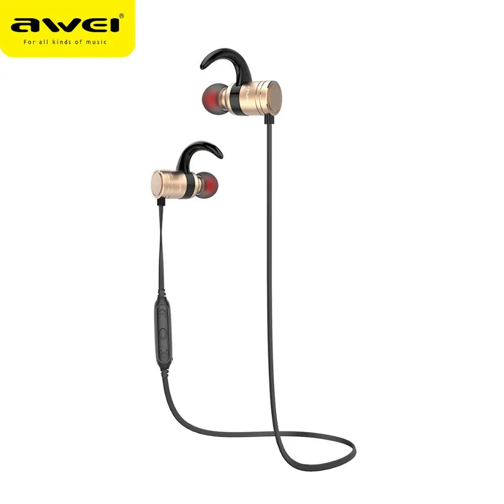 Gold Наушники-вкладыши AWEI AK7 беспроводные наушники IPX4Waterproof и потонепроницаемости: earphoneWith микрофон V4.1 Bluetooth наушники CVC6.0Noise сокращения - Цвет: Gold