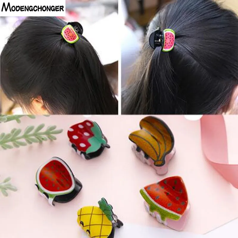 

2PCS High Quality Mini Acrylic Hair Claws Colored Fruit For Girls Hairpins Cute Hair Clip Kids Fashion Hairgrip Hair Accessories