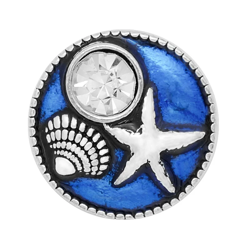 Новые Модные металлические пуговицы в виде ракушек синей морской звезды 18 мм для