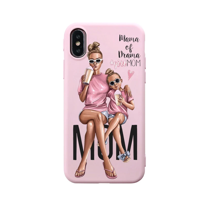 Модный мягкий розовый Силиконовый чехол для телефона с надписью Super Mom и