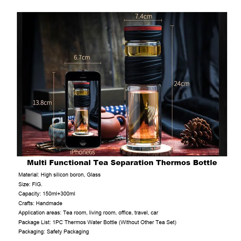 450 мл двухслойная кружка практическое стекло двойная настенная вакуумная