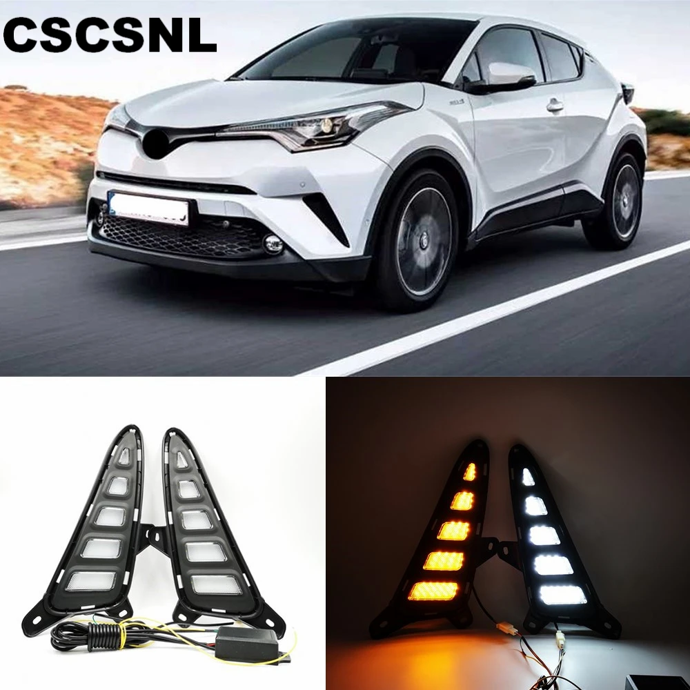 CSCSNL 2 шт для Toyota C HR ЧР 2016 2017 2018 2019 отложным воротником желтый сигнал Стиль реле DRL