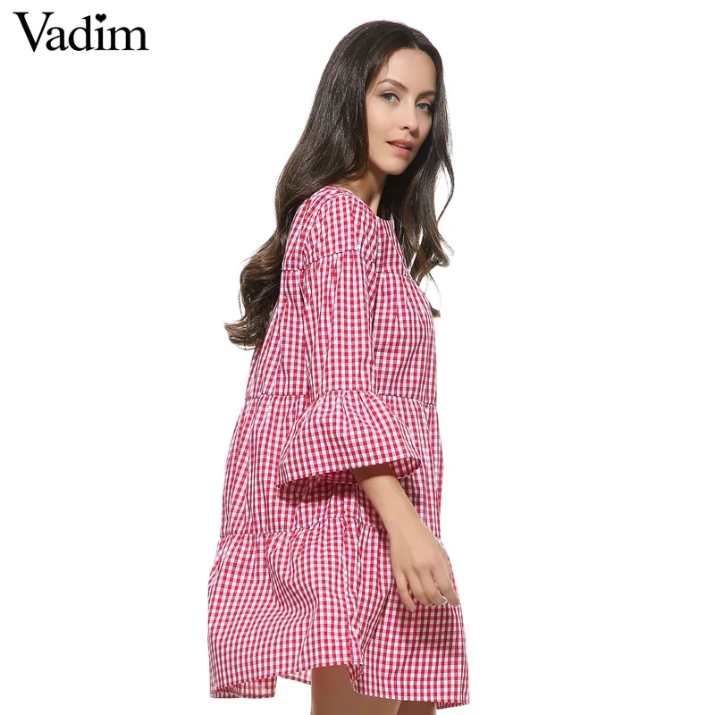 Женское плиссированное платье в клетку большого размера летнее элегантное