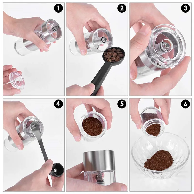 Руководство Кофе Точильщик с ложкой и кисть конические Керамика тихо