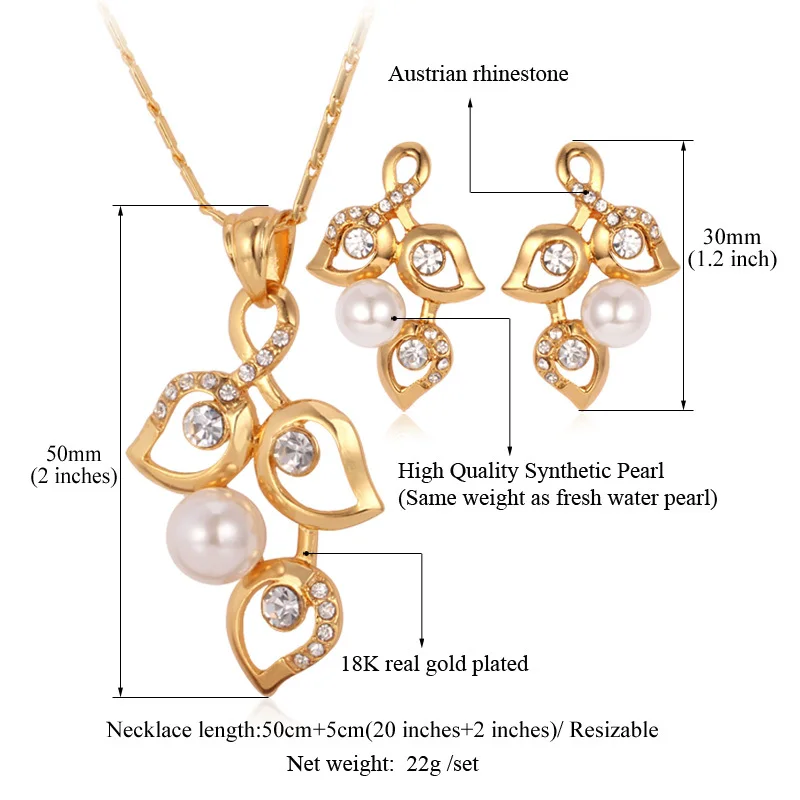 Ювелирные наборы для женщин винтажный кулон ожерелье и серьги капли золотой цвет