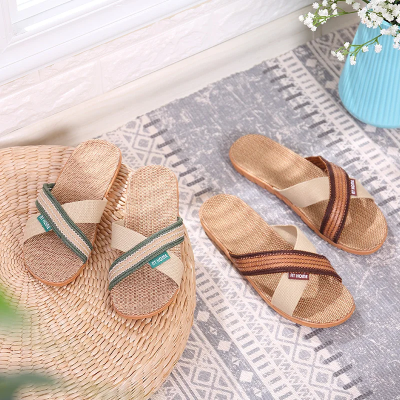 2018 модные льняные домашние тапочки домашняя обувь для помещения с поперечным
