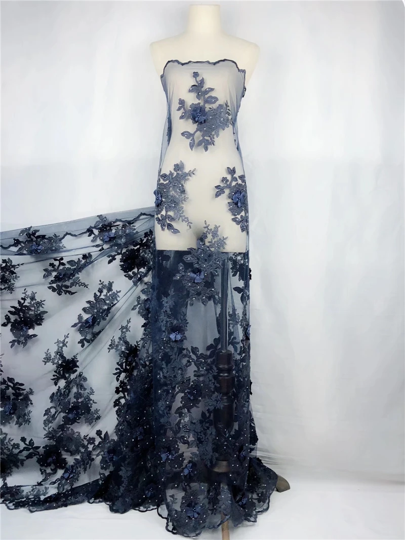 Красивый французский кружевной дизайн 3d серая африканская кружевная ткань