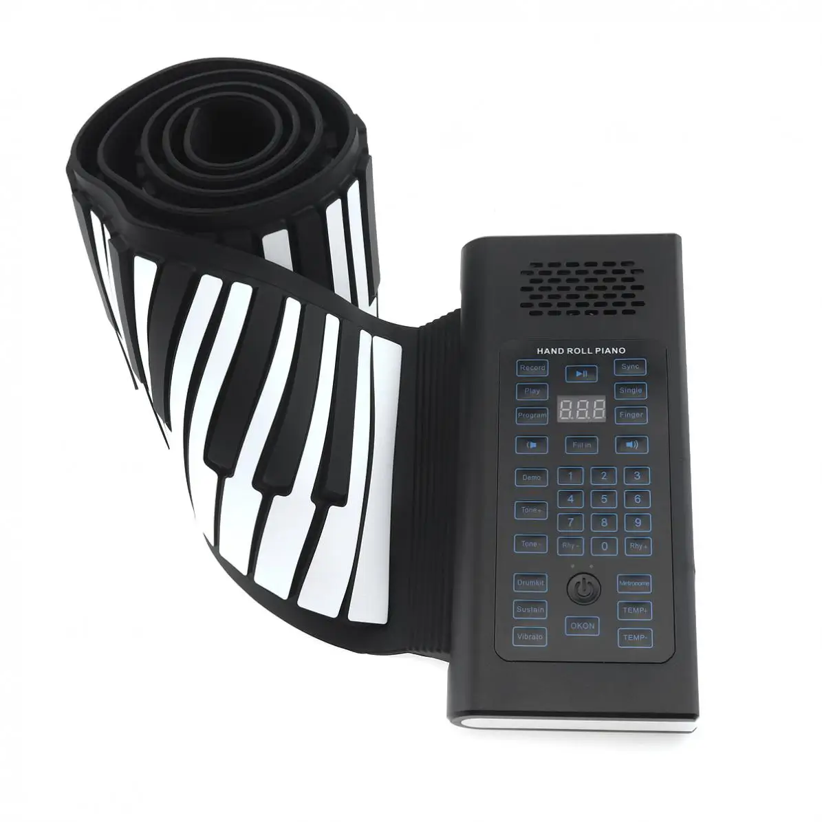88 Keys USB MIDI Output Roll Up Rechargeable Electronic Silicone Flexible Keyboard Organ Built-in Speaker with Sustain Pedal