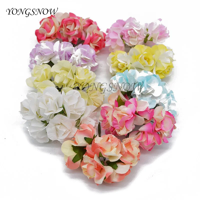 72 шт. 35 мм искусственный бумажный цветок Роза свадебное оформление букета DIY
