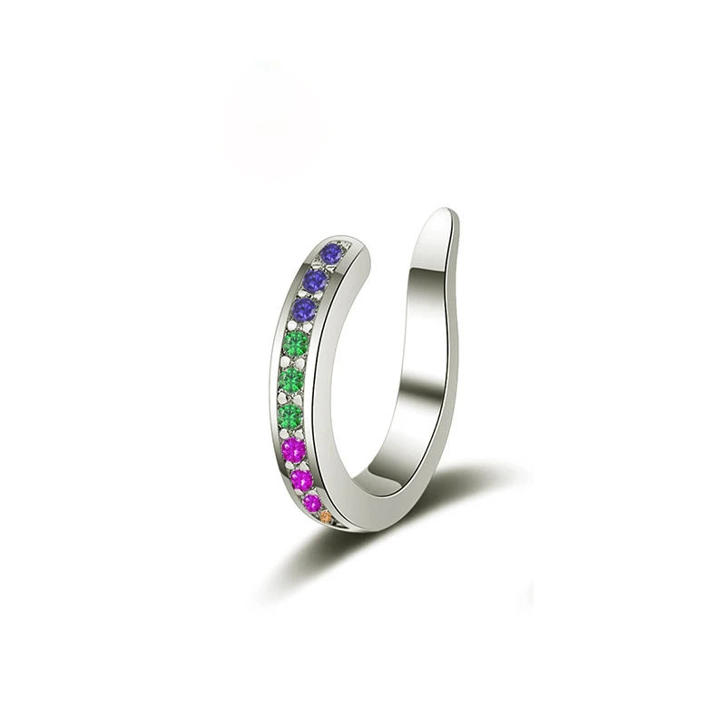 Модные каффы для ушей, Micro Pave CZ Циркон, круглые клипсы для ушей, серебряный цвет, не прокалываются, маленькие серьги, каффы для женщин и девушек