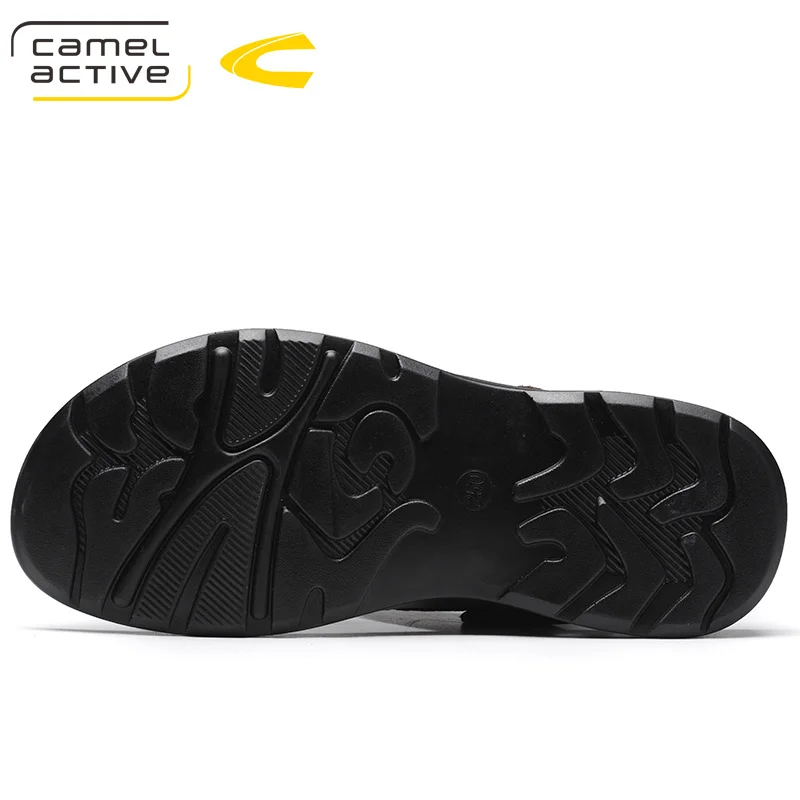 Мужские классические сандалии Camel Active черные пляжные туфли дышащие кожаные на