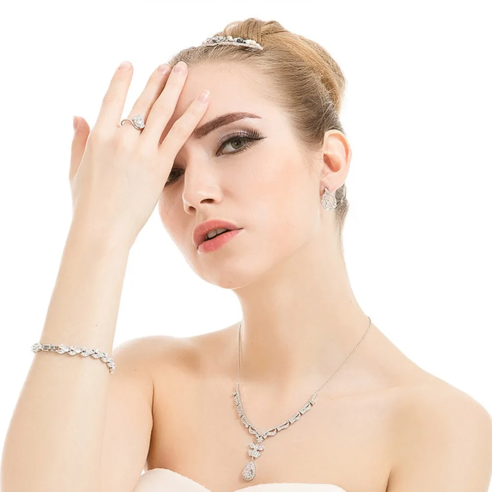 Luoteemi бренд дамы браслет новый роскошный Белое золото-Цвет камень циркон Люкс