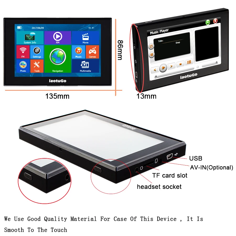 IaotuGo емкостный GPS навигационная система " HD 800*480 256 M 8G Bluetooth AVIN FM Бесплатные обновленные карты грузовиков карты ЕС