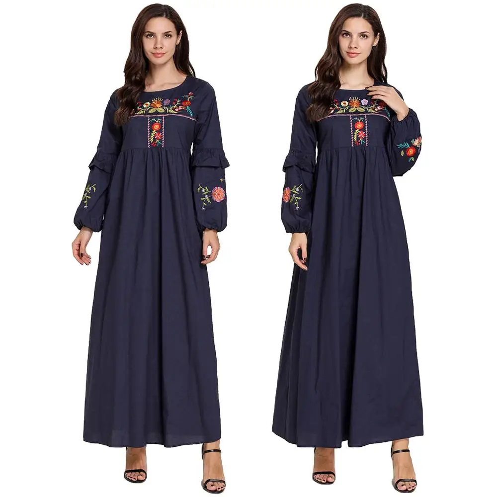 Женское этническое мусульманское платье с вышивкой вечернее платье-Кафтан Макси