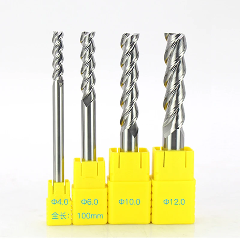 1 шт. прямые shan1mm ~ 20 мм 75L 150L глянцевые Фрезы с ЧПУ 3 флейты карбида фреза для