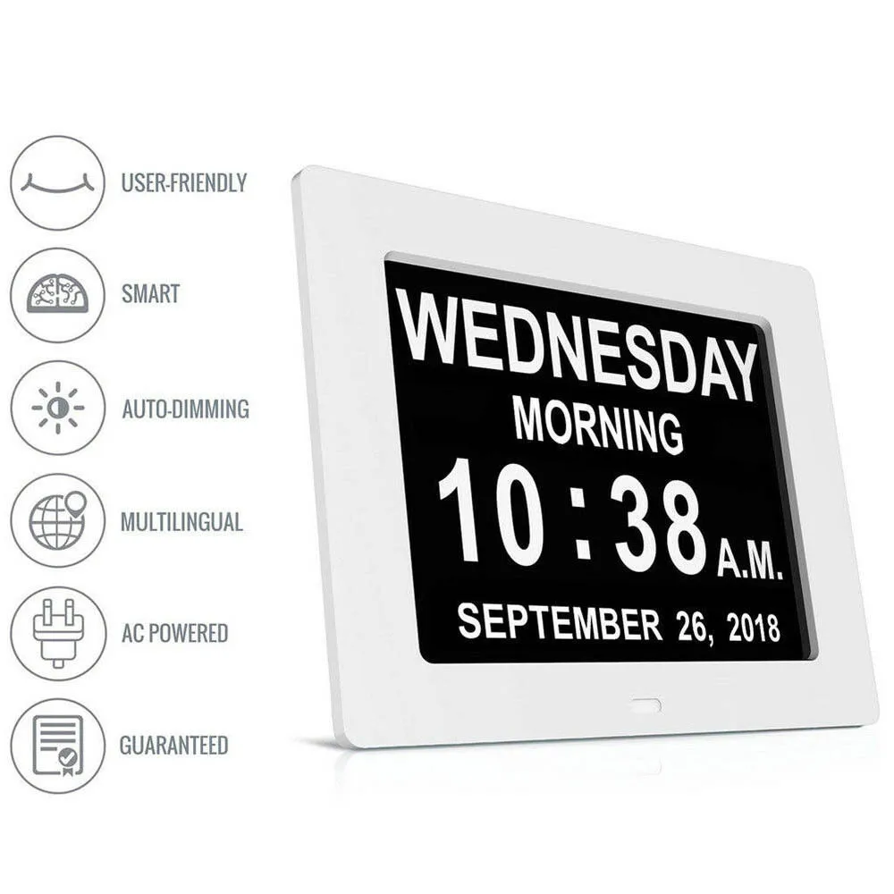 8" LED Digital Calendar Alarm Clock with Large Letter Week/Month/Year New | Обустройство дома