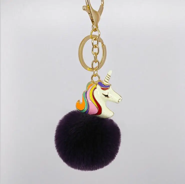 Новое поступление супер мило радуга Лошадь Единорог пушистый меховой помпон