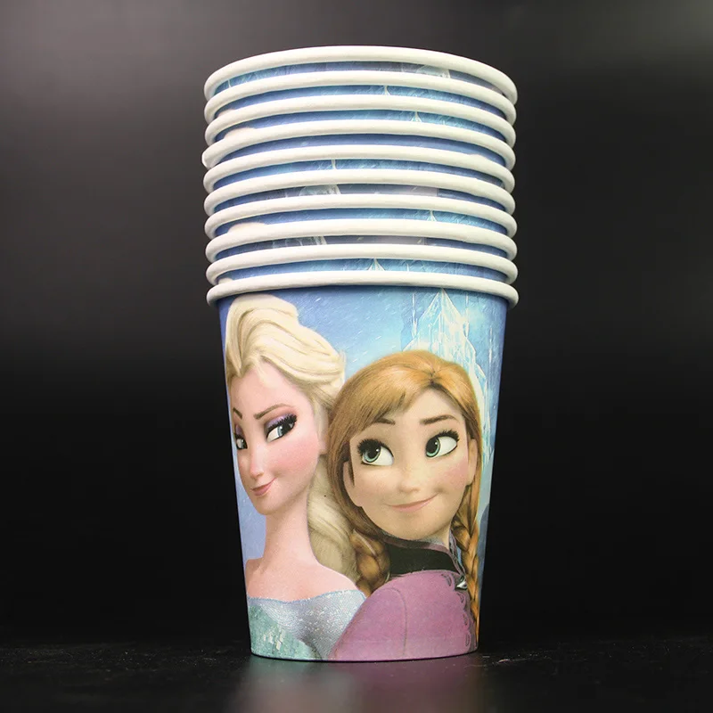 Cup 10pcs Frozen Party Anna Snow Baby Birthday Party Decorations Kids Girl Party Supplies Party Decoration Set baby shower - Цвет: Cup 10pcs