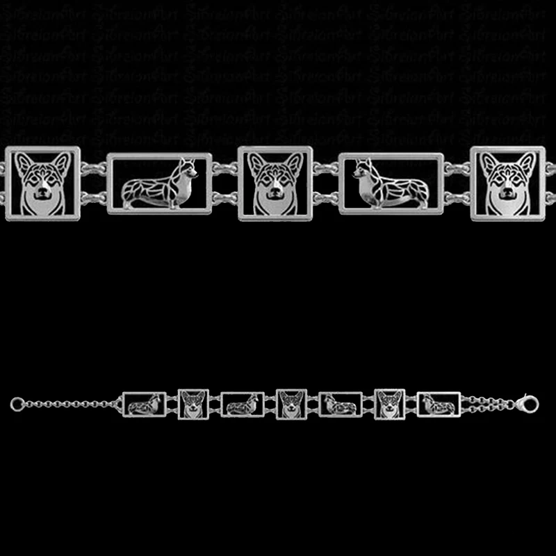 Pembroke Welsh Corgi квадратные рамки браслет Pet dog Jewelry|Цепочки и браслеты| |