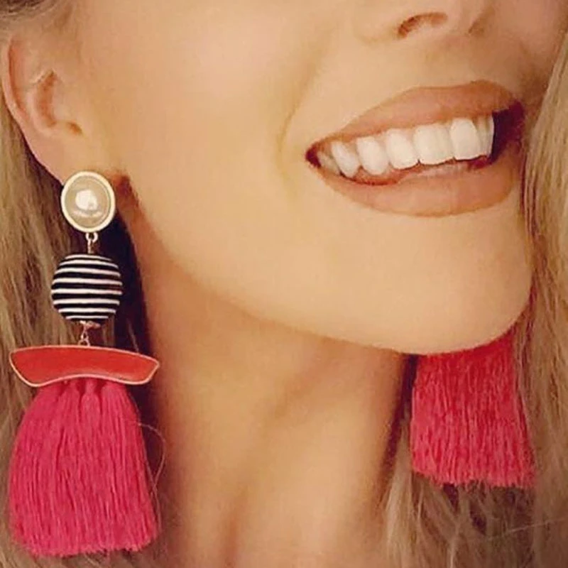 

New Trendy Fringed Fashion Women Statement Earrings Tassel Multicolored Drop Dangle Earrings For Women Wedding Charm Jewelry