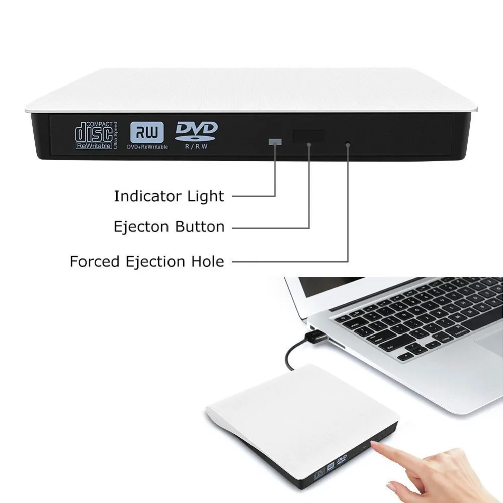 Внешние диски DVD iAmotus USB 3 0 Тонкий Высокая Скорость CD передачи данных Оптический