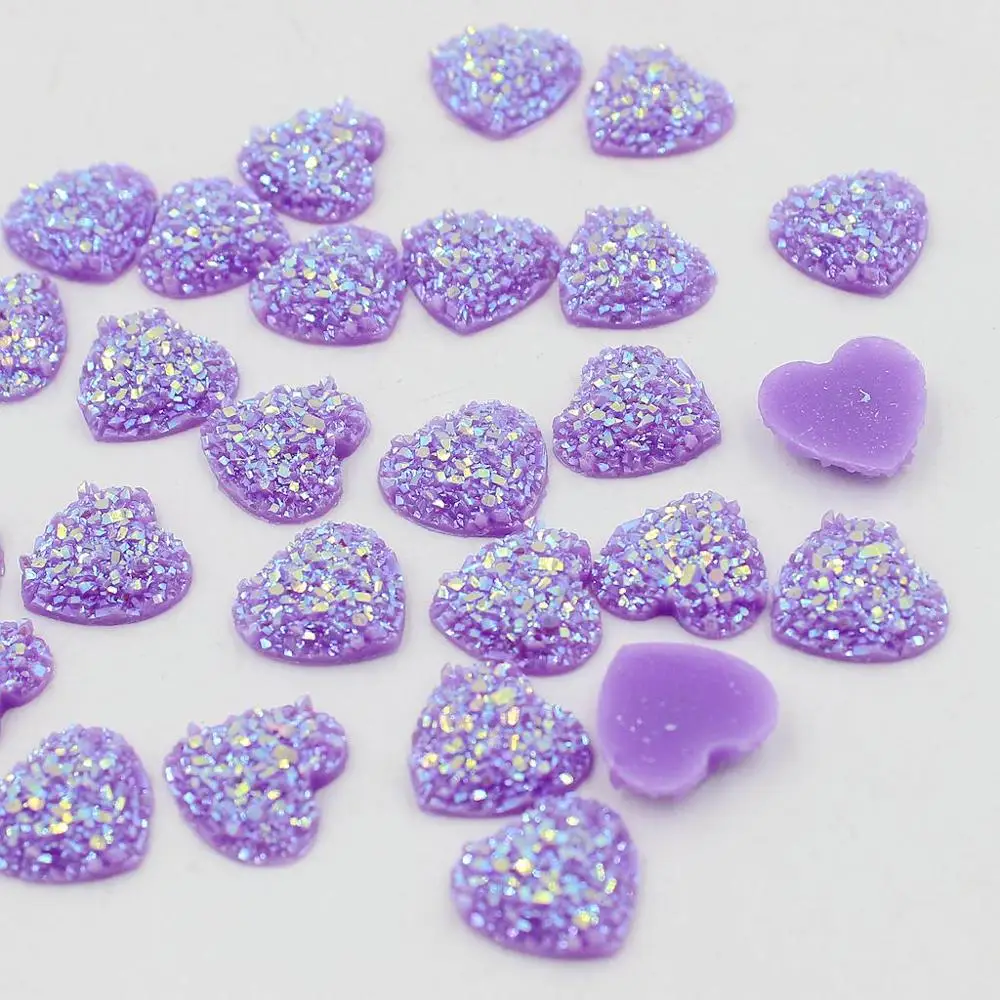 Jelly purple Новая мода 50 шт./лот 12 мм много AB Цвет руды поверхности дизайн Flatback смолы сердце камень Бусины, смолы flatback Стразы - Цвет: Jelly purple