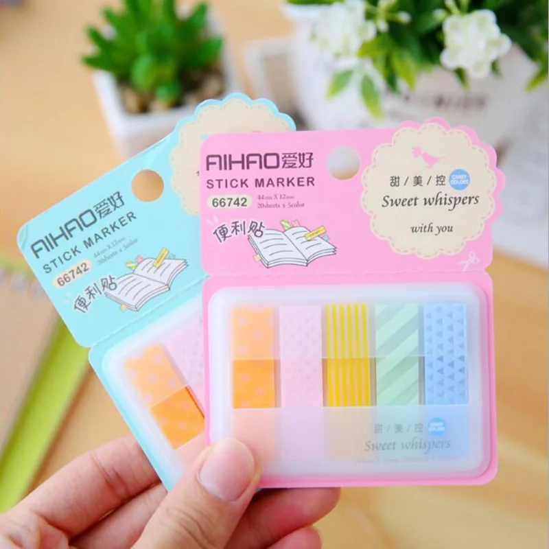 Милый кавайный цветной ПЭТ блокнот для заметок Липкие заметки Скрапбукинг