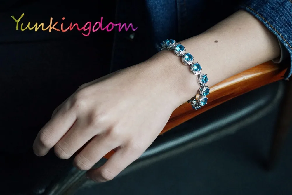 Классические круглые синие браслеты с кубическим цирконием женские праздничные