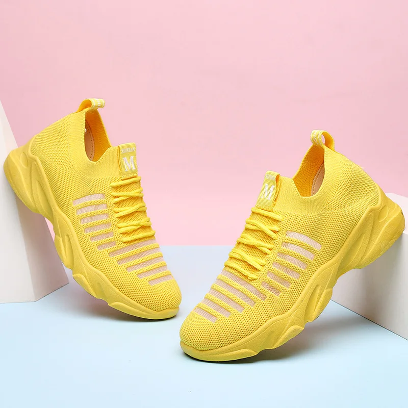

2021 Summer New Breathable Sports Shoes Women's Breathable Flying Woven Shoes Mesh Casual Soft Bottom Running Shoes Sneakers
